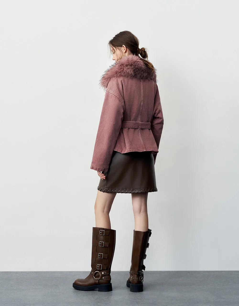 Hooded Oversized Denim Padded Coat sold by Urban Revivo product image thumbnail 4