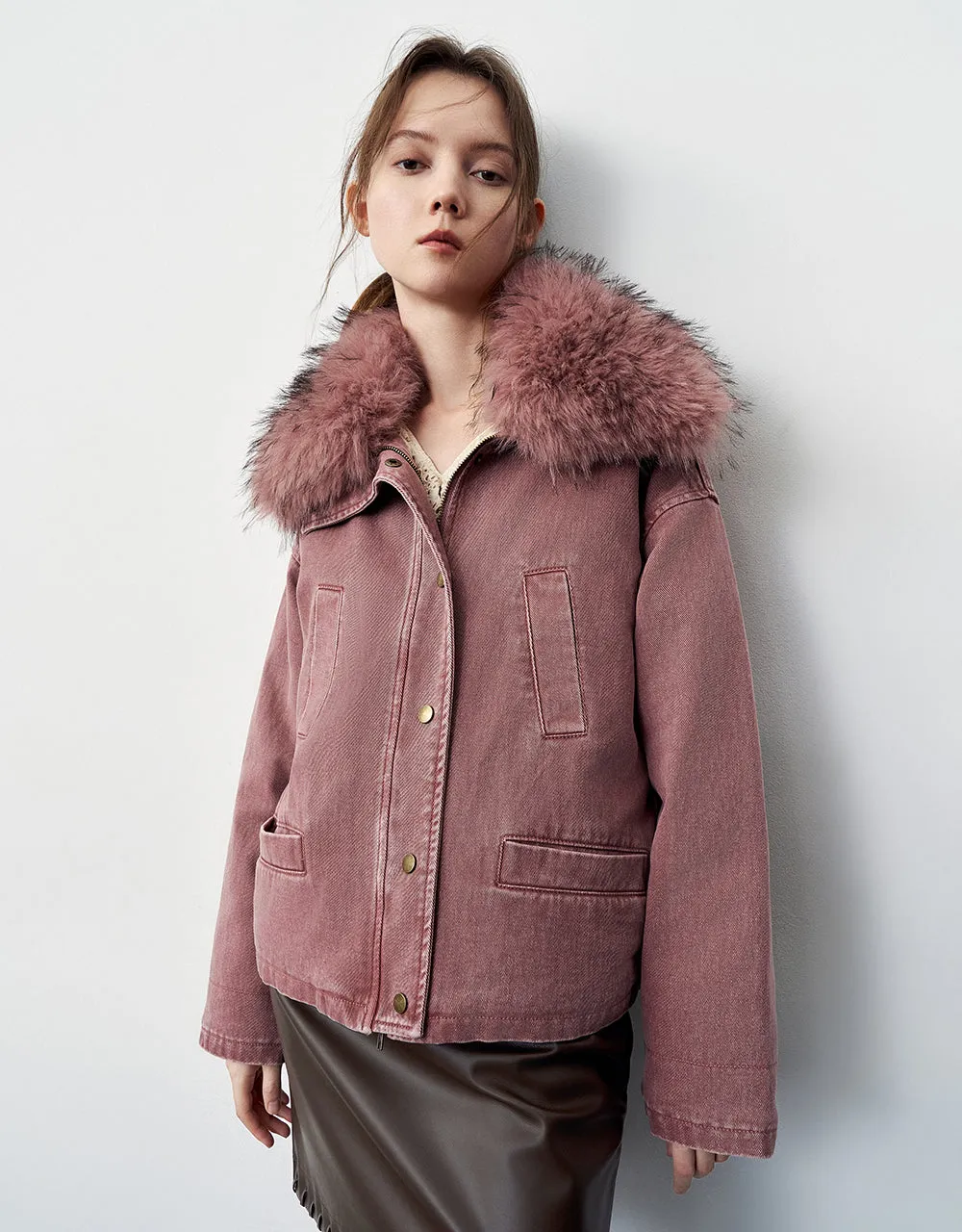 Hooded Oversized Denim Padded Coat sold by Urban Revivo