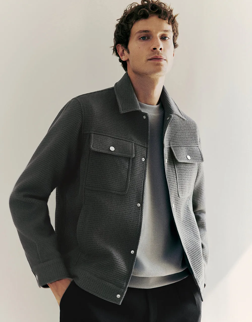 Textured Straight Jacket sold by Urban Revivo