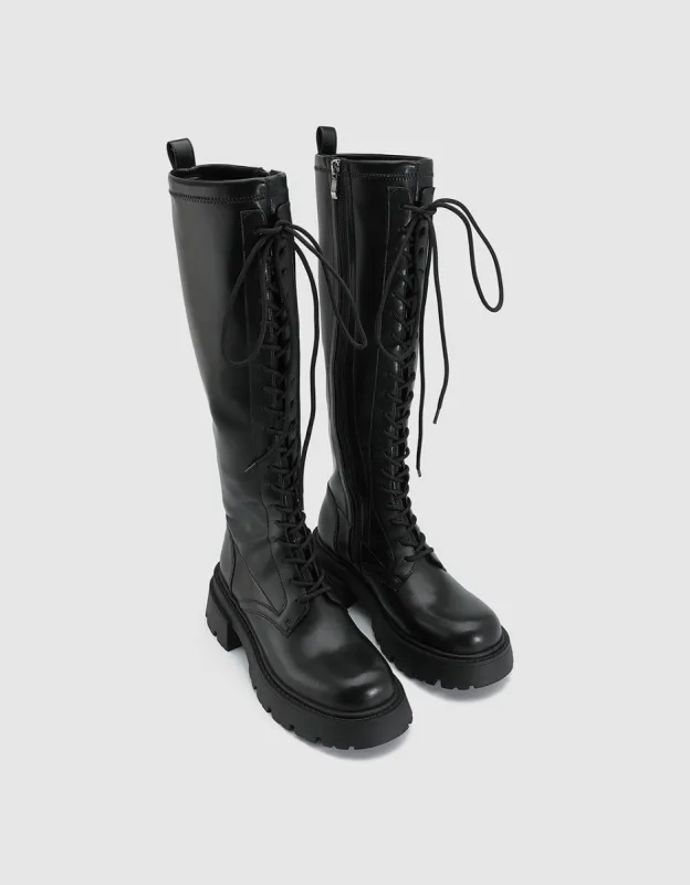 Lace Up Knee Boots sold by Urban Revivo