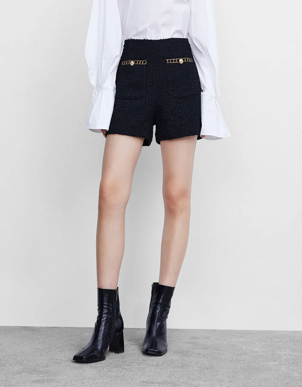 Boucle Sequin Detail Shorts sold by Urban Revivo product image thumbnail 2