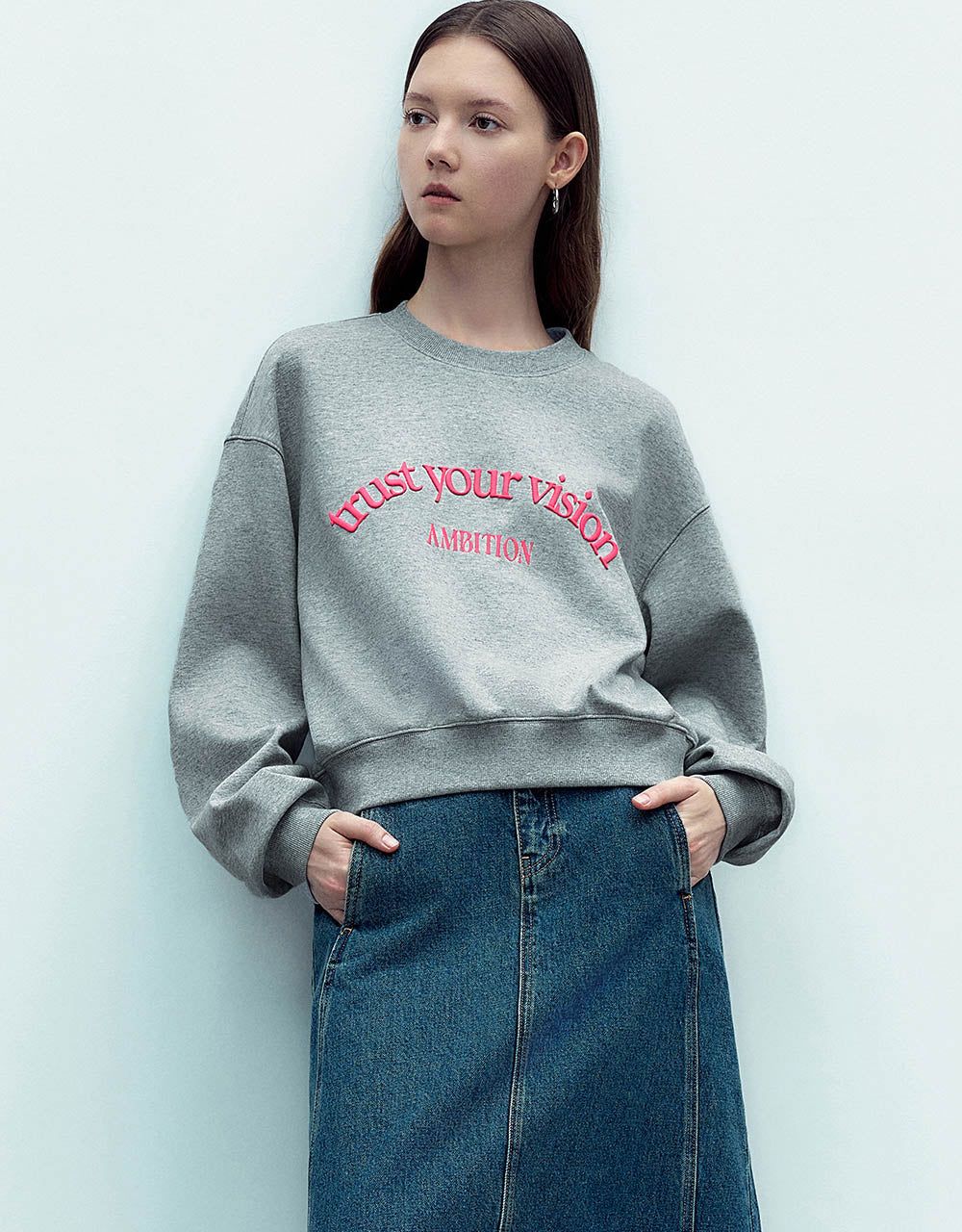 Slogan Printed Crew Neck A-Line Sweatshirt sold by Urban Revivo product image thumbnail 3