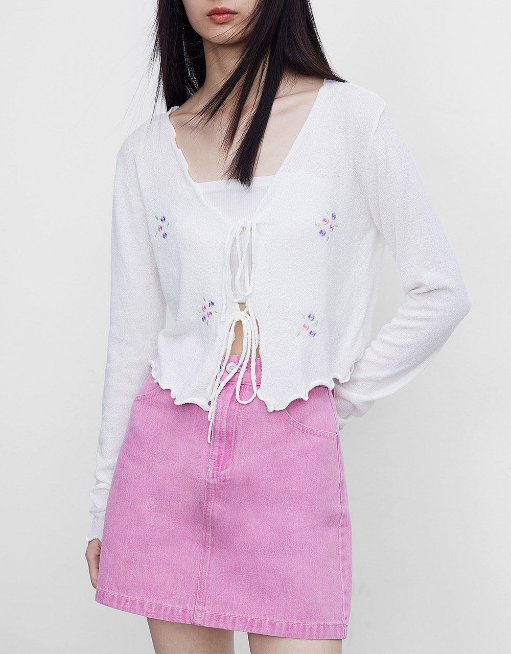 Tie Front Cropped Cardigan sold by Urban Revivo product image thumbnail 2