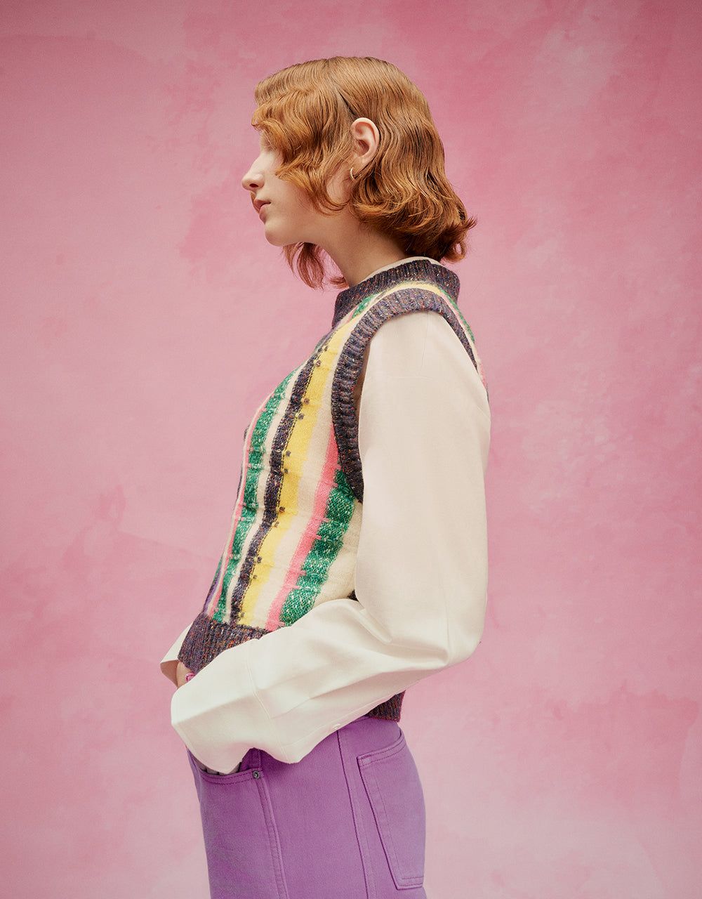 Striped Crew Neck Knitted Vest sold by Urban Revivo product image thumbnail 3