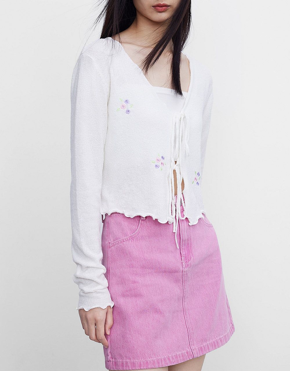 Tie Front Cropped Cardigan sold by Urban Revivo product image thumbnail 5