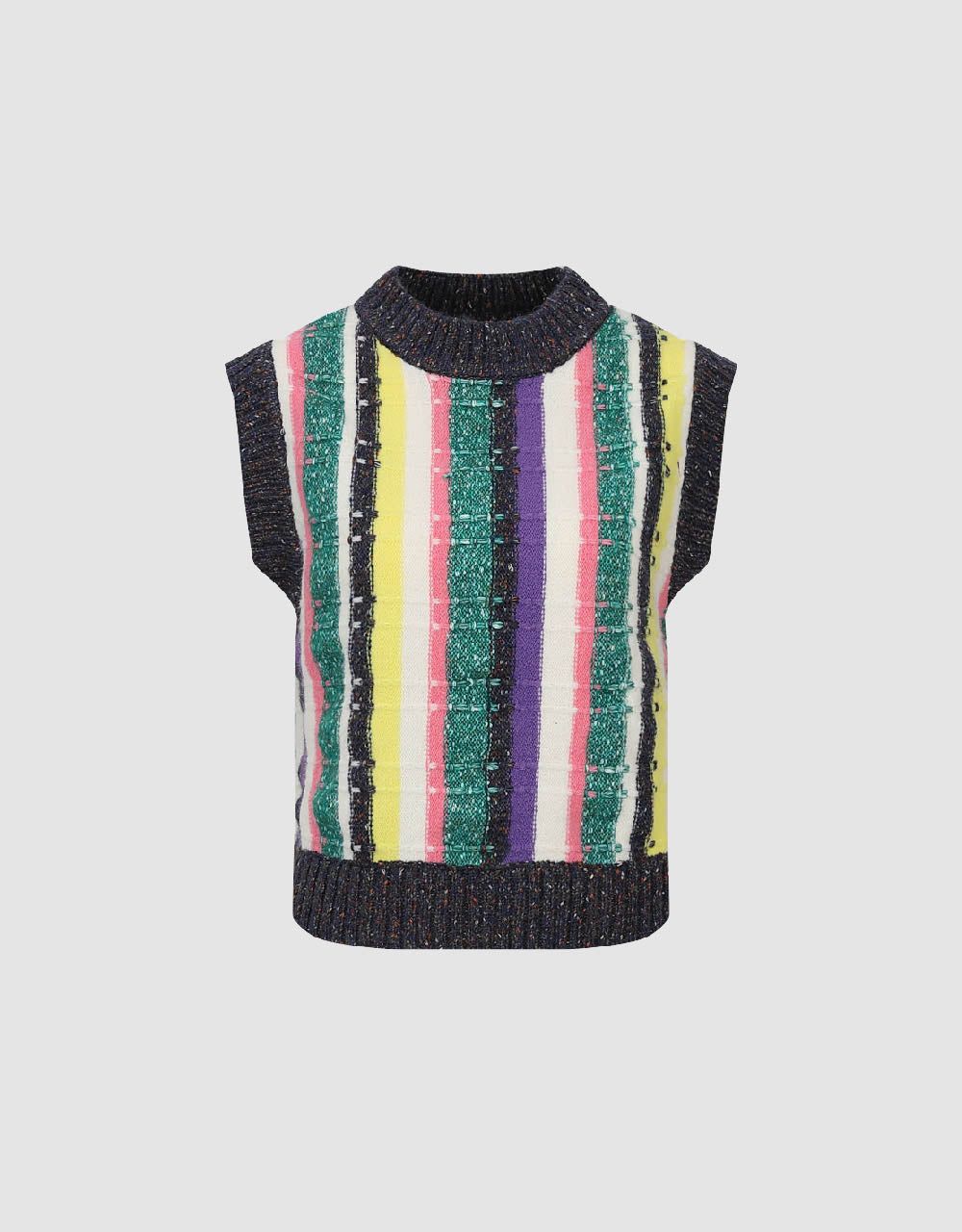 Striped Crew Neck Knitted Vest sold by Urban Revivo product image thumbnail 2
