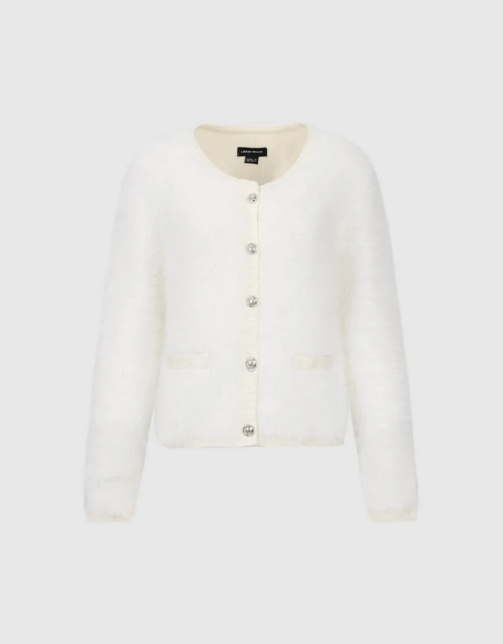 Furry Crew Neck Knitted Cardigan sold by Urban Revivo product image thumbnail 2