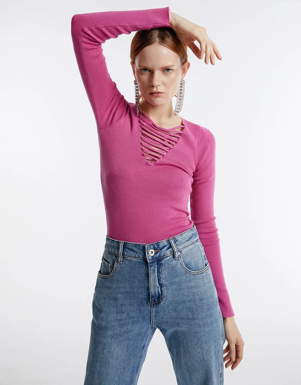 Lace Up Front Sweater sold by Urban Revivo