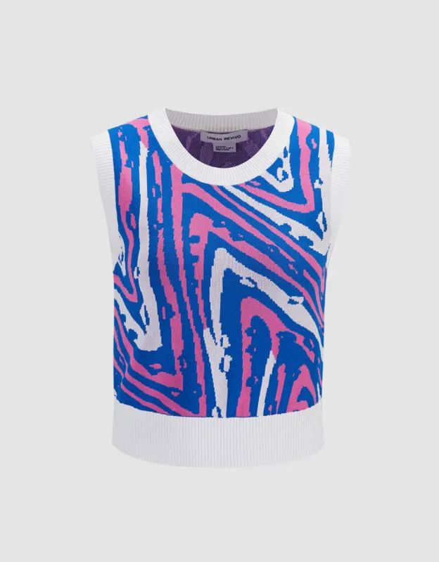 Abstract Pattern Knitted Vest sold by Urban Revivo