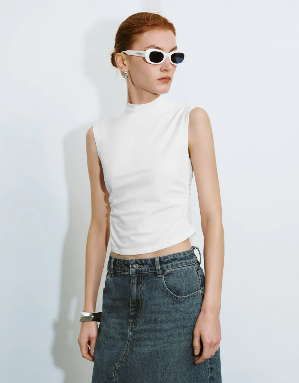 Ruched Skinny Tank Top sold by Urban Revivo