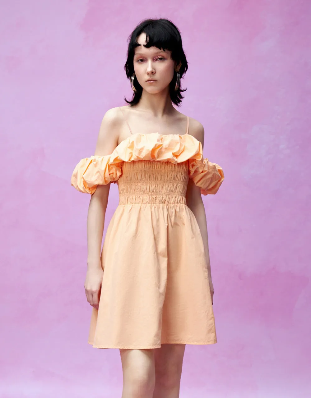 Shirred Ruffle Skater Dress sold by Urban Revivo