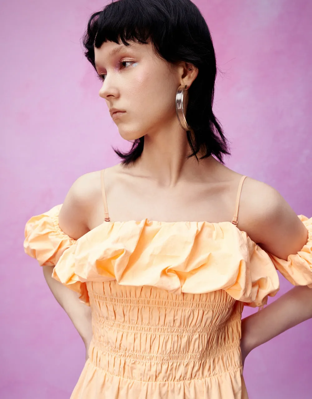 Shirred Ruffle Skater Dress sold by Urban Revivo product image thumbnail 5