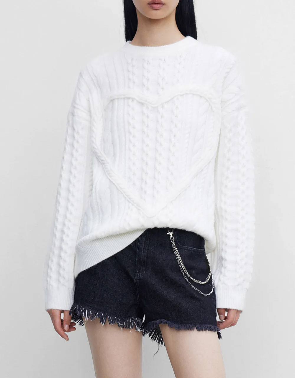 Heart Cable Knit Sweater sold by Urban Revivo product image thumbnail 2