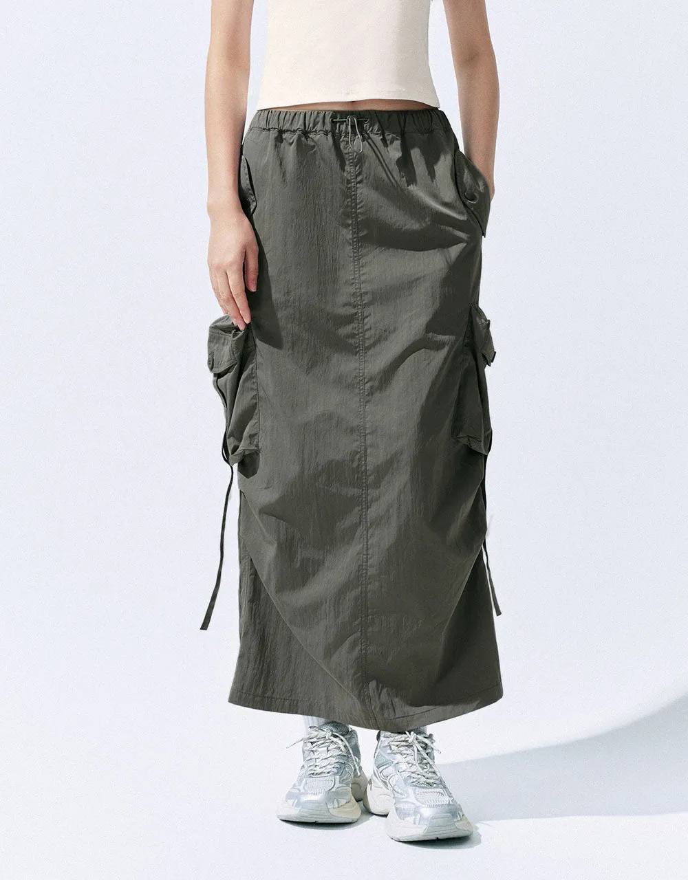 Drawstring Waist Midi Straight Skirt sold by Urban Revivo
