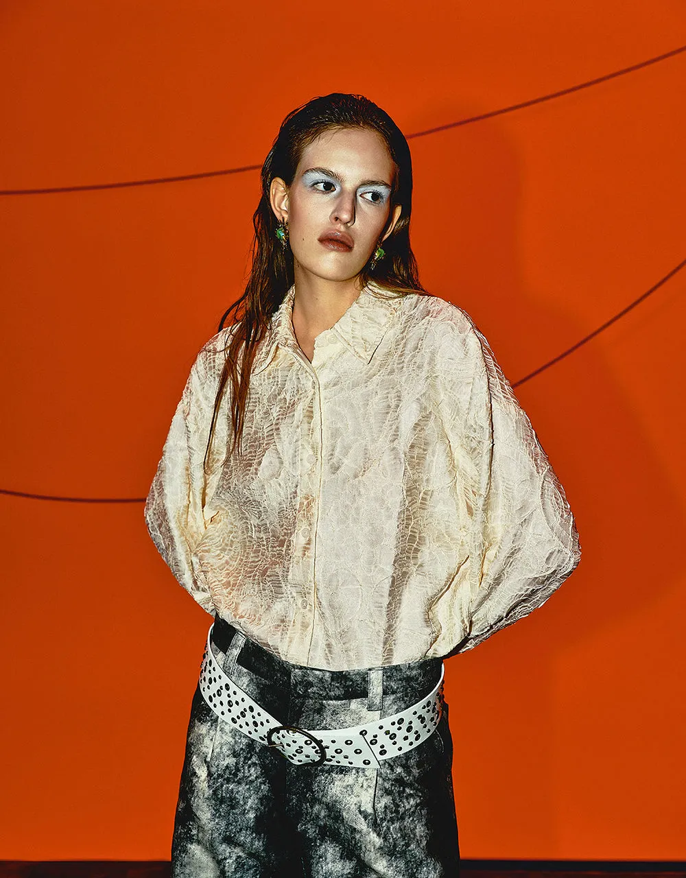 Button Up Embossed Loose Shirt sold by Urban Revivo product image thumbnail 3