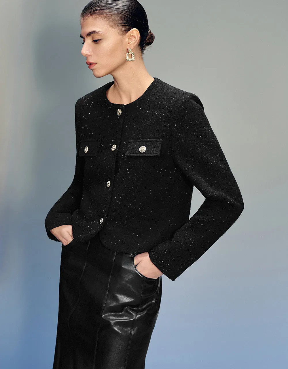 Crew Neck Denim Jacket sold by Urban Revivo product image thumbnail 3