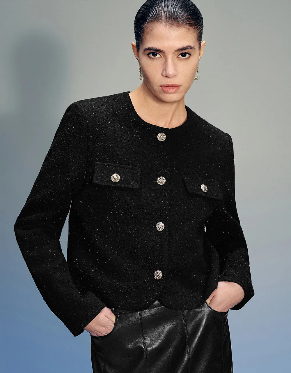 Crew Neck Denim Jacket sold by Urban Revivo