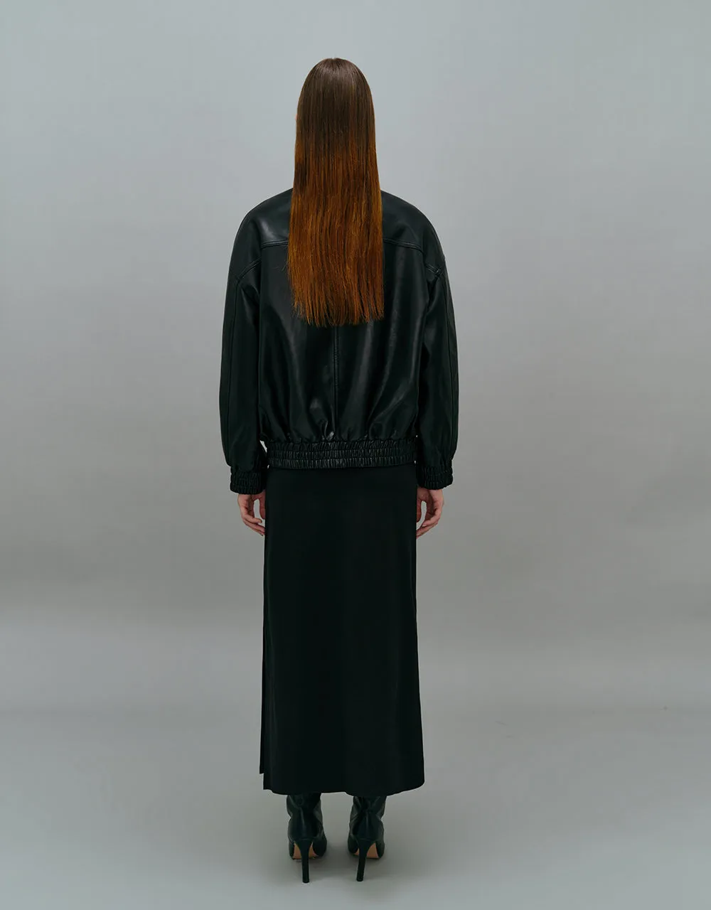 Stand Collar Vegan Leather Straight Jacket sold by Urban Revivo product image thumbnail 4