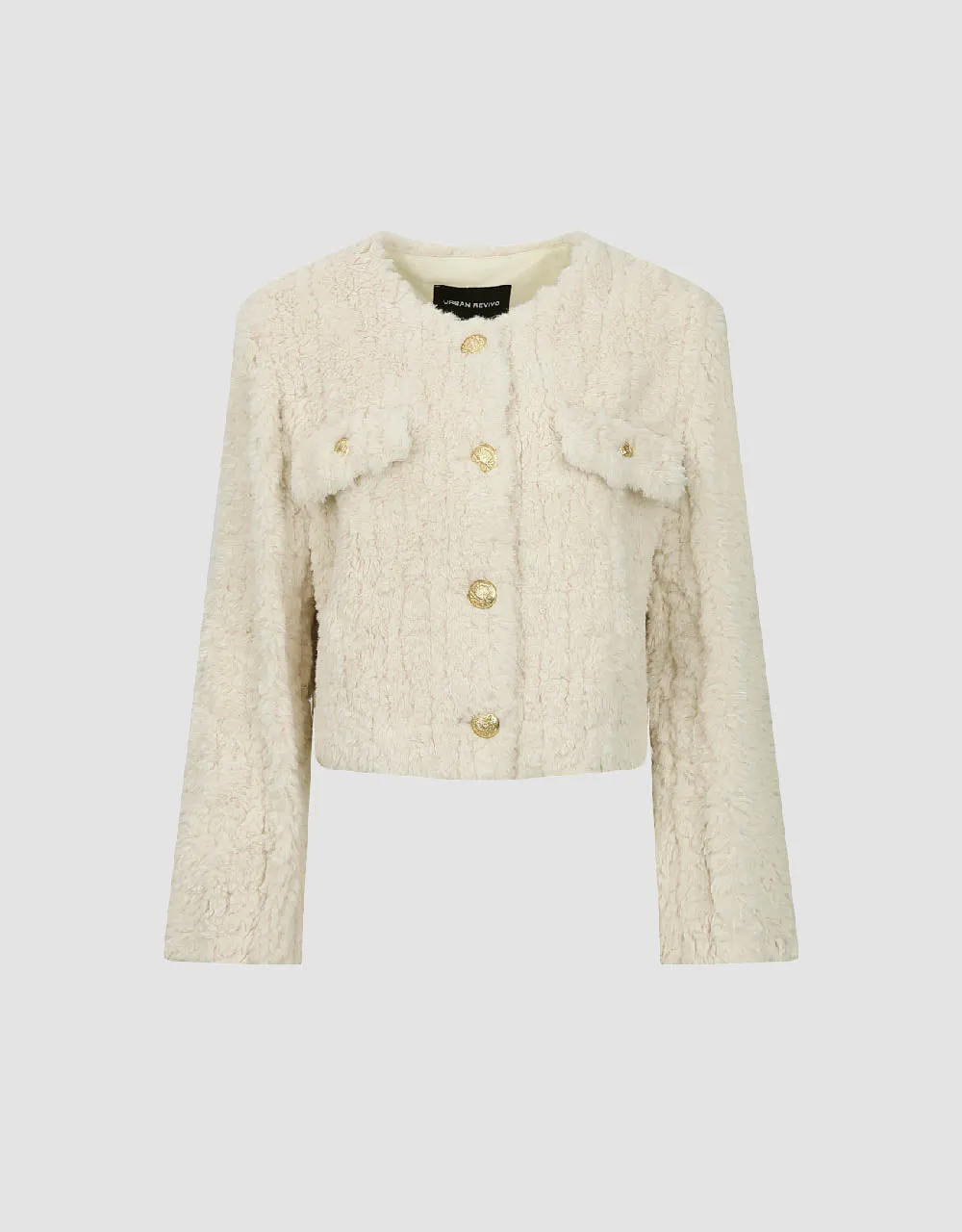 Crew Neck Furry Straight Coat sold by Urban Revivo product image thumbnail 2