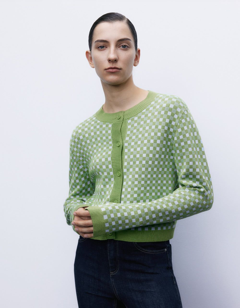 Checkered Button Up Cardigan sold by Urban Revivo