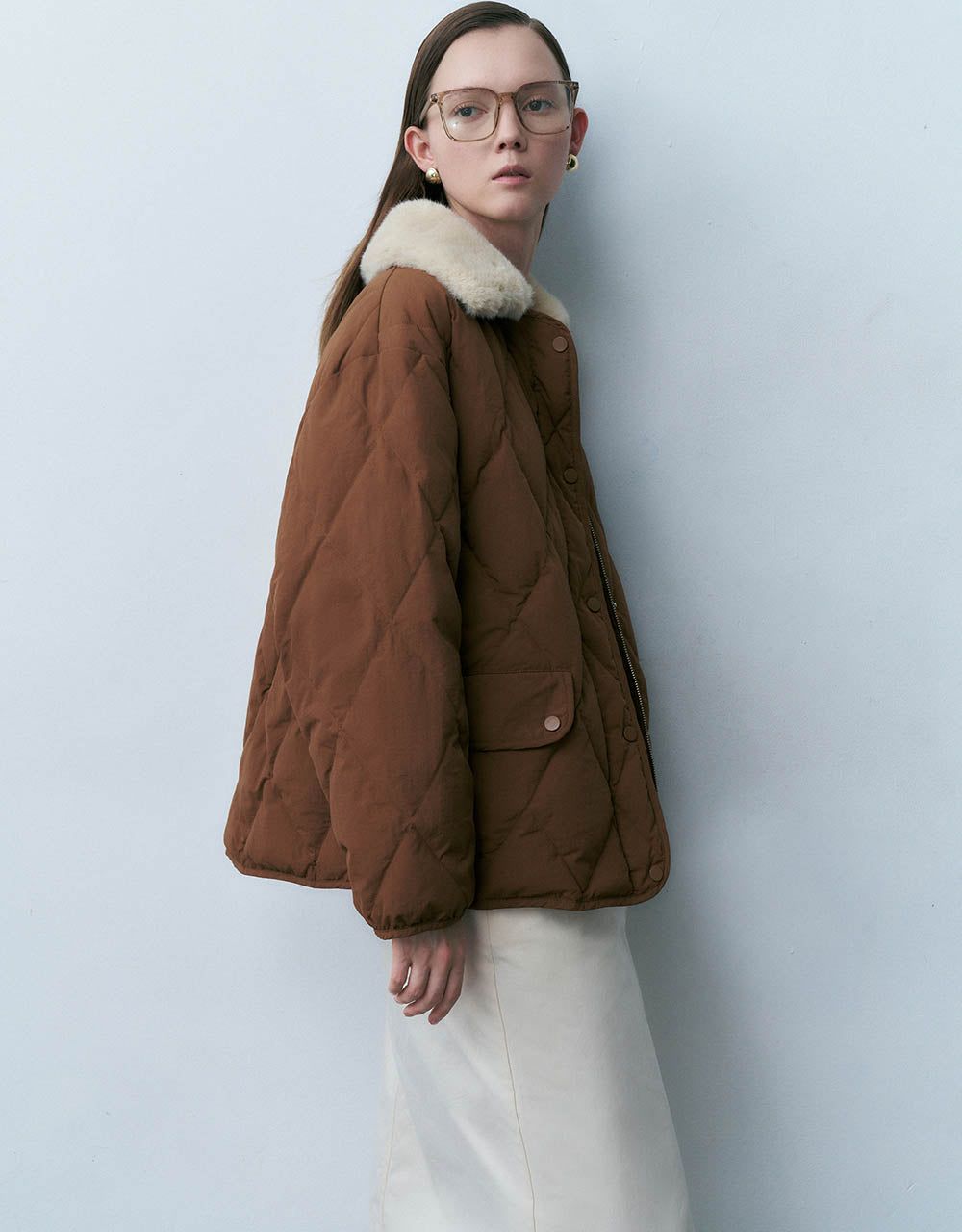 Straight Down Jacket With Furry Collar sold by Urban Revivo product image thumbnail 3