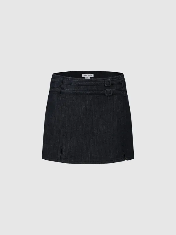 Denim Skort With Belt sold by Urban Revivo