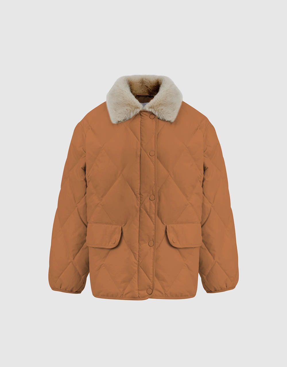 Straight Down Jacket With Furry Collar sold by Urban Revivo product image thumbnail 2