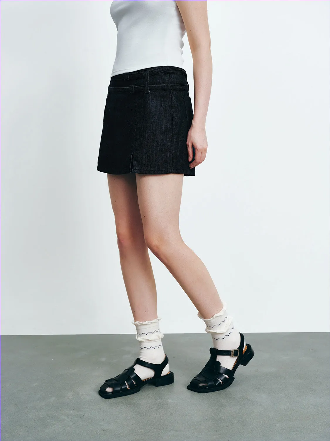 Denim Skort With Belt sold by Urban Revivo product image thumbnail 3