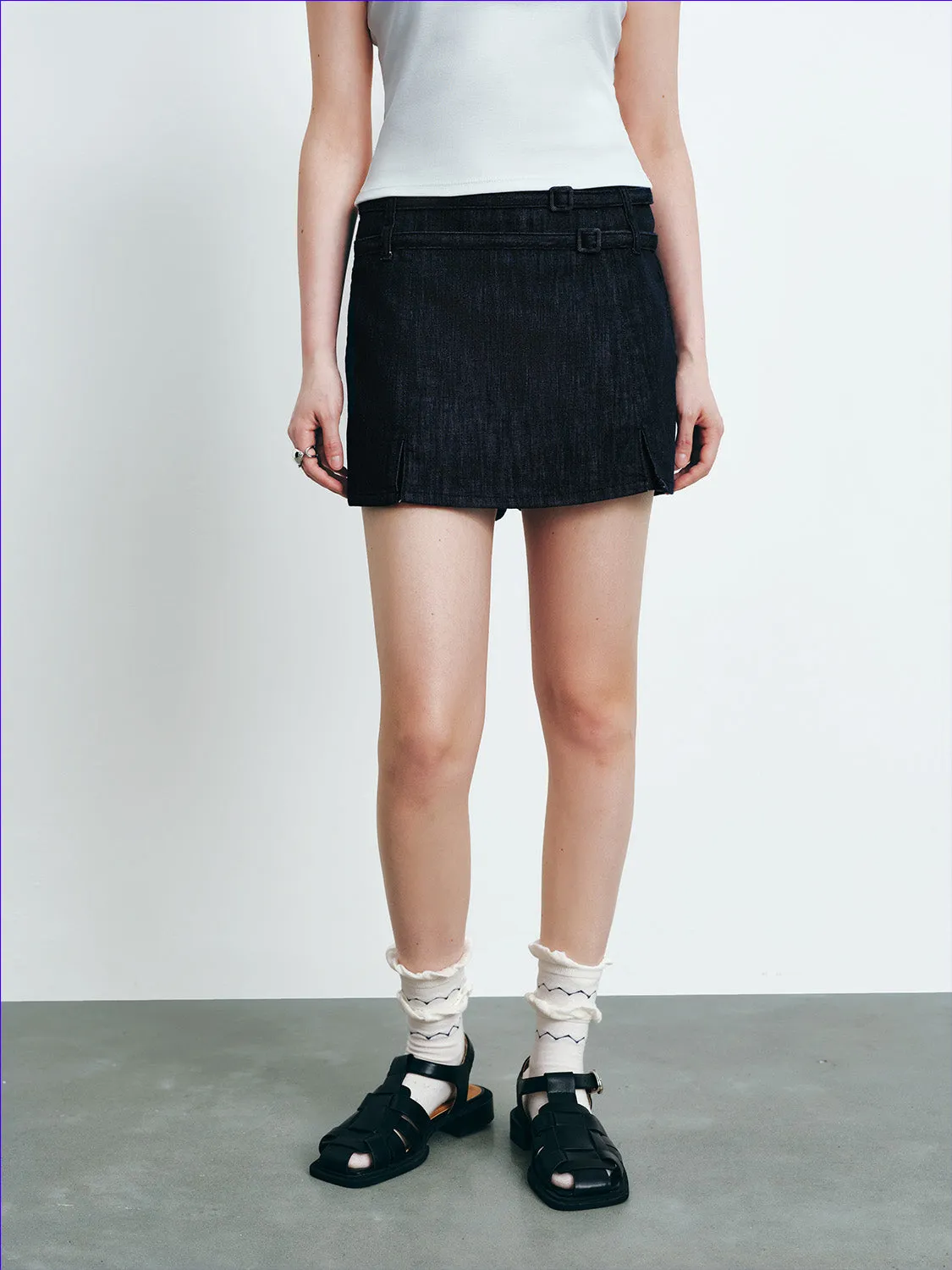 Denim Skort With Belt sold by Urban Revivo product image thumbnail 2
