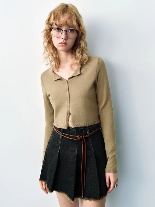Crew Neck Skinny Knitted Cardigan sold by Urban Revivo