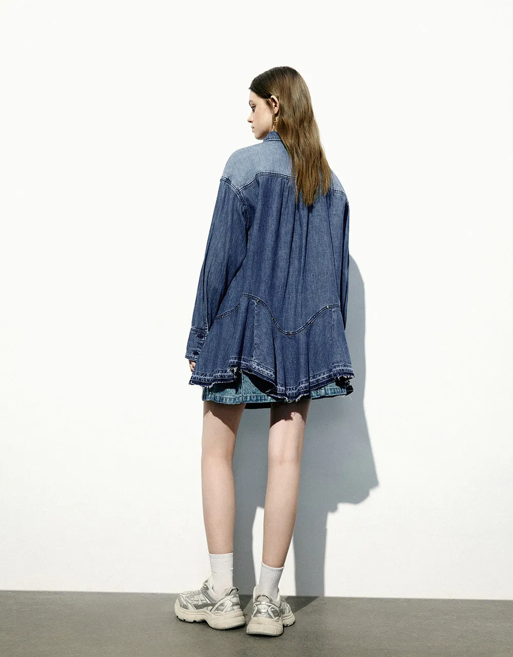 Button Up Loose Denim Shirt sold by Urban Revivo product image thumbnail 5