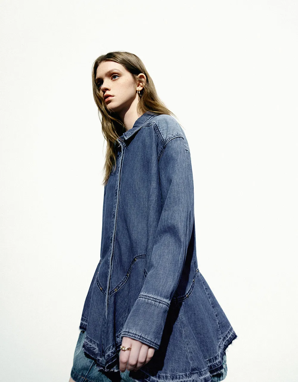 Button Up Loose Denim Shirt sold by Urban Revivo product image thumbnail 3