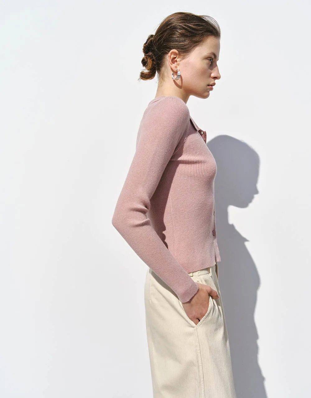 Skinny Knitted Cardigan With Shirt Collar sold by Urban Revivo product image thumbnail 3