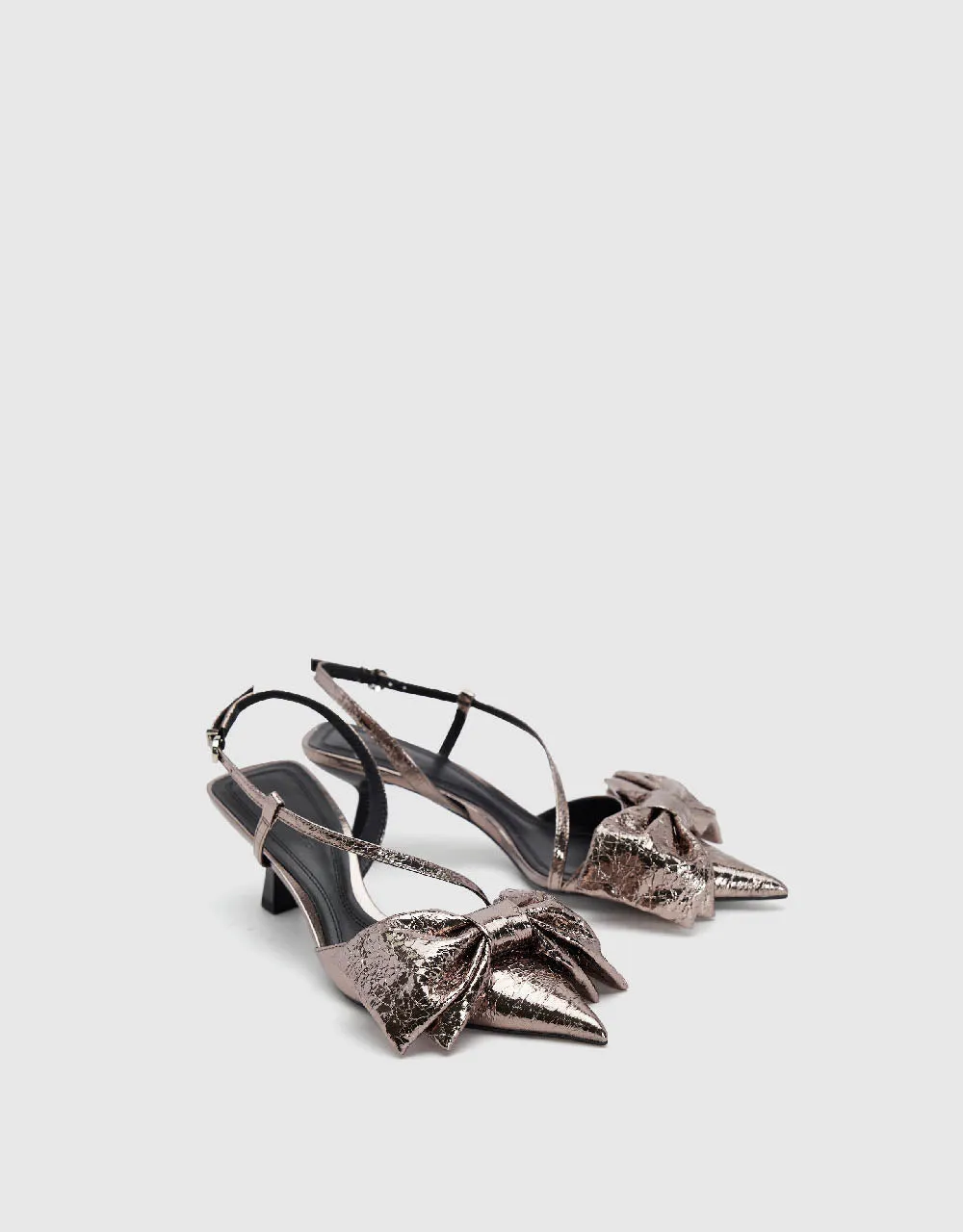 Bow Décor Vegan Leather Heeled Slingbacks sold by Urban Revivo