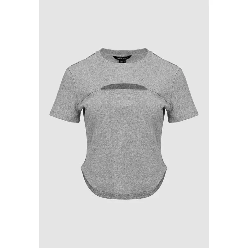 Cut-Out Crew Neck Straight T-Shirt sold by Urban Revivo product image thumbnail 3