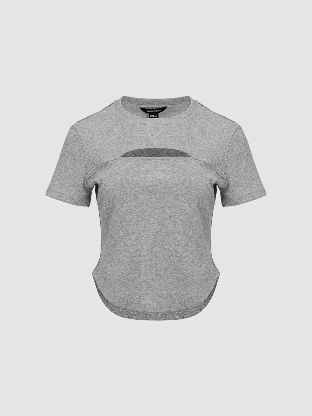 Cut-Out Crew Neck Straight T-Shirt sold by Urban Revivo