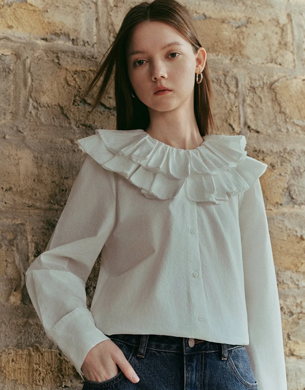 Ruffle Lapel Shirt sold by Urban Revivo product image thumbnail 3