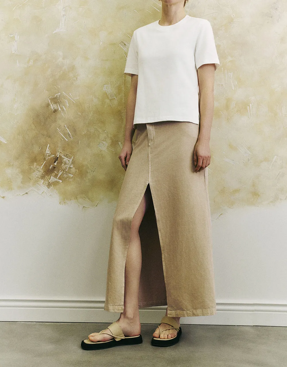 Split Hem Straight Denim Skirt sold by Urban Revivo product image thumbnail 4