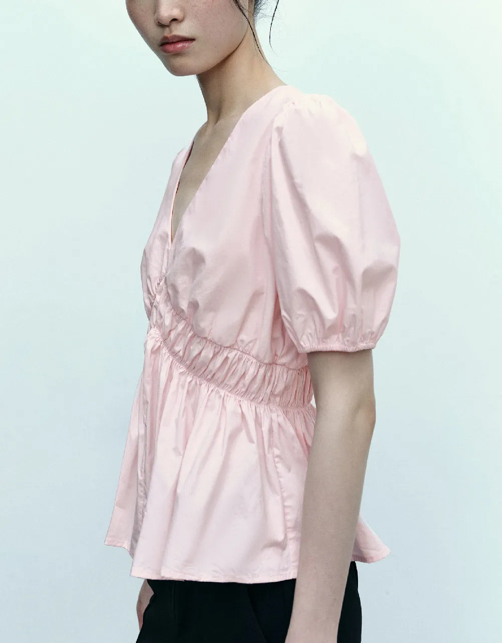 Puff Sleeve V-Neck Overhead Shirt sold by Urban Revivo product image thumbnail 3