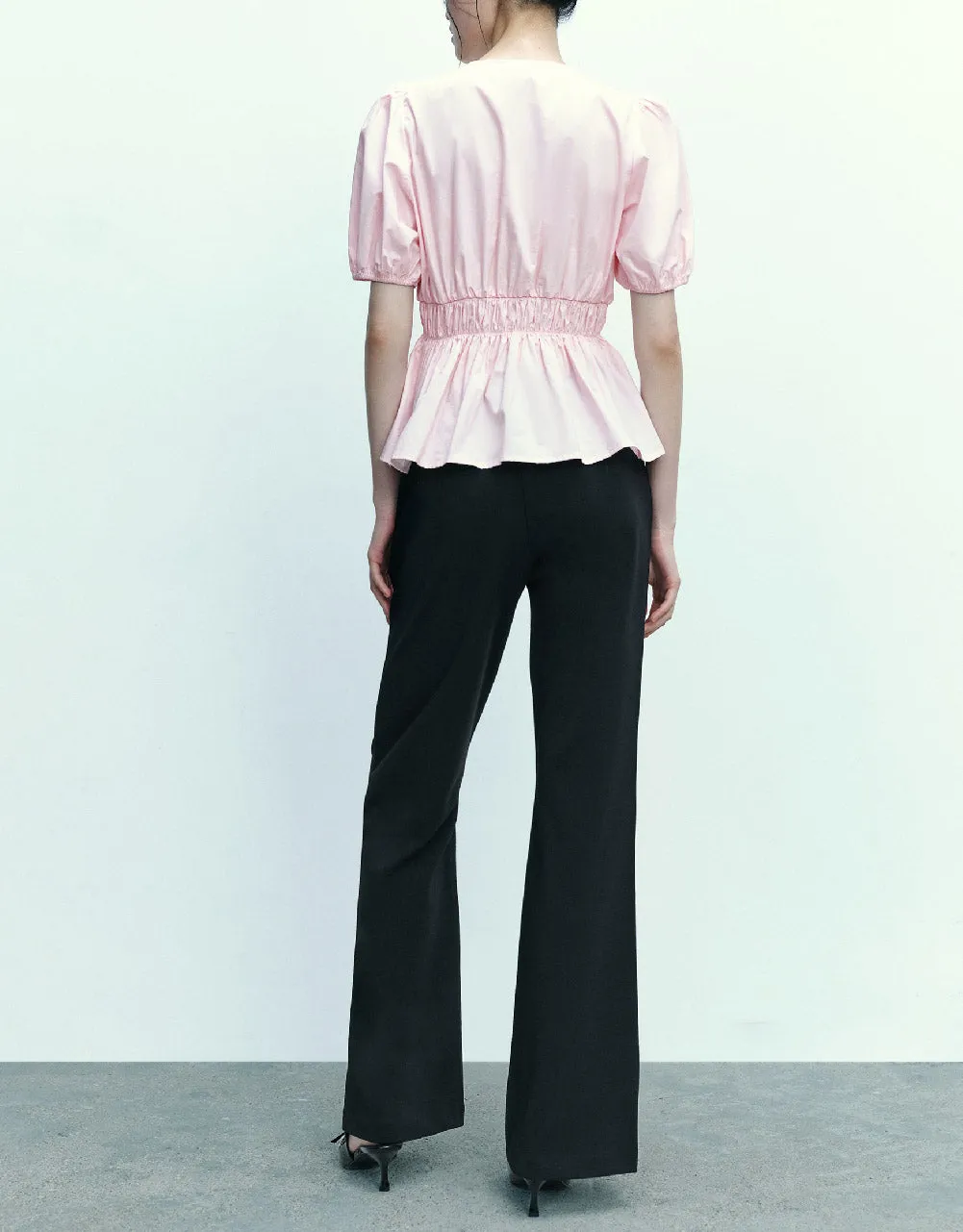 Puff Sleeve V-Neck Overhead Shirt sold by Urban Revivo product image thumbnail 4