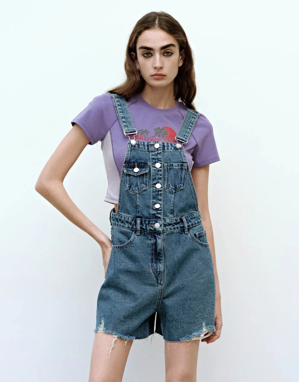 Raw Hem Denim Overall sold by Urban Revivo