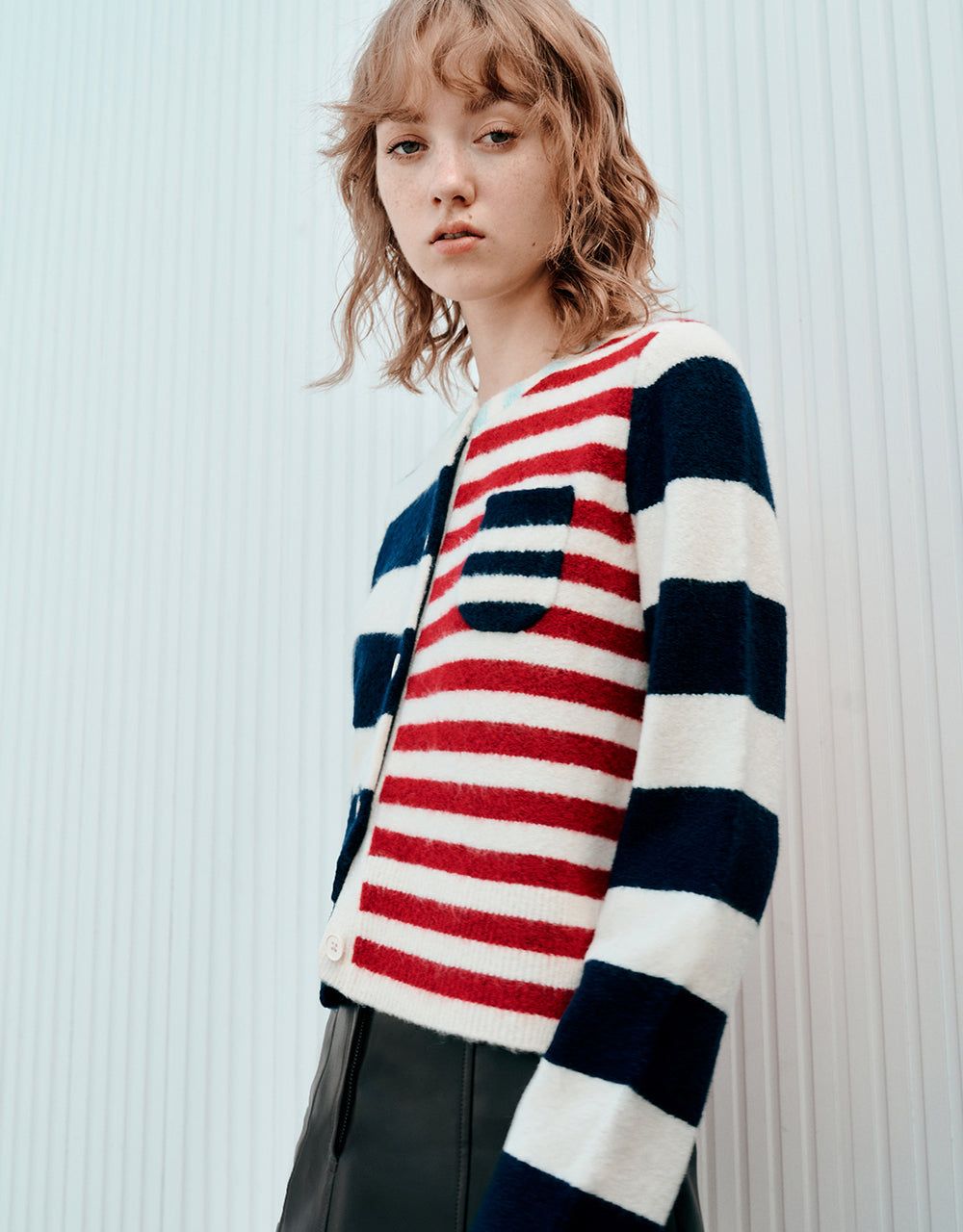 Two Toned Striped Knitted Cardigan sold by Urban Revivo