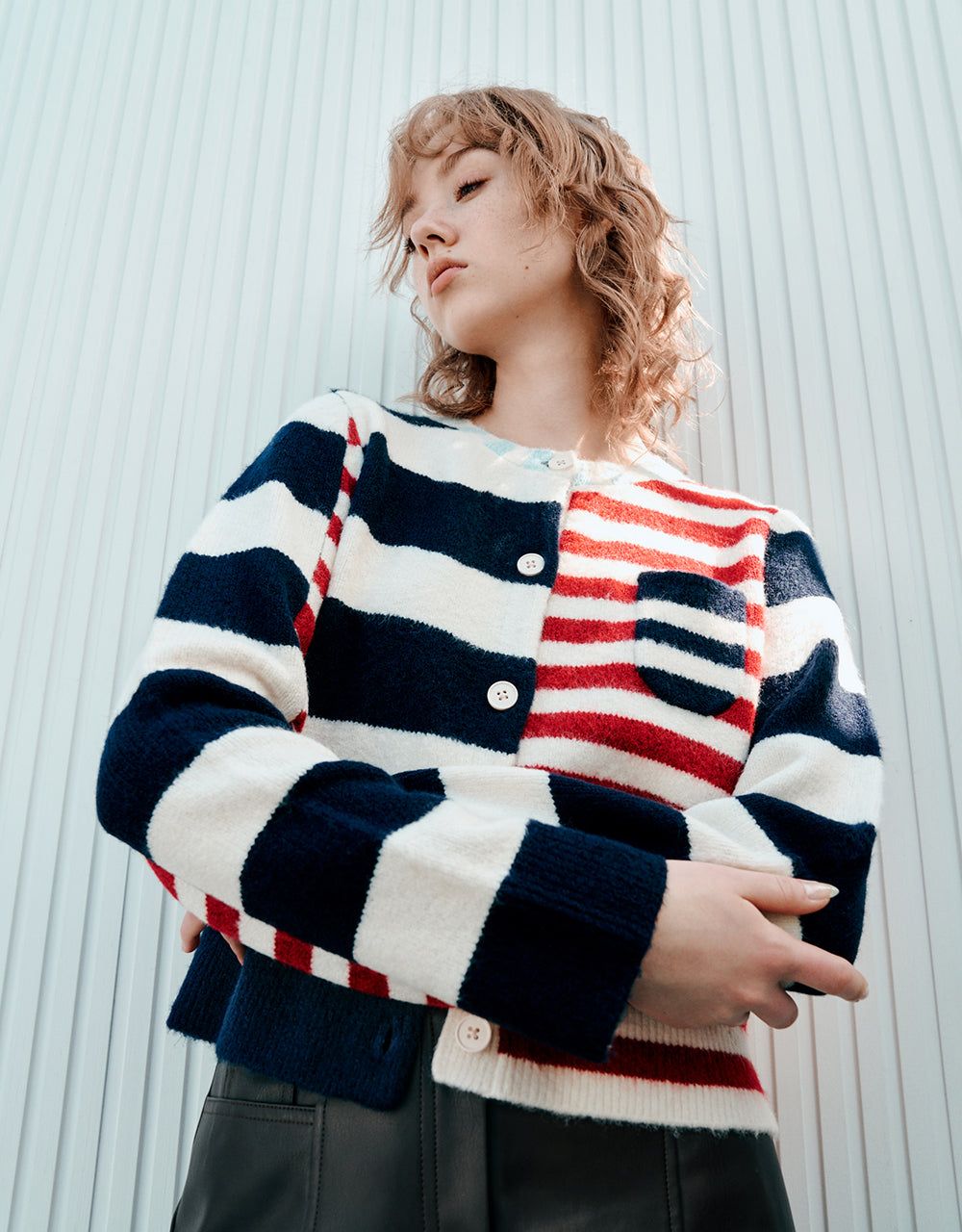Two Toned Striped Knitted Cardigan sold by Urban Revivo product image thumbnail 3