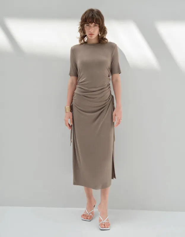 Ruched Crew Neck Skater Dress sold by Urban Revivo