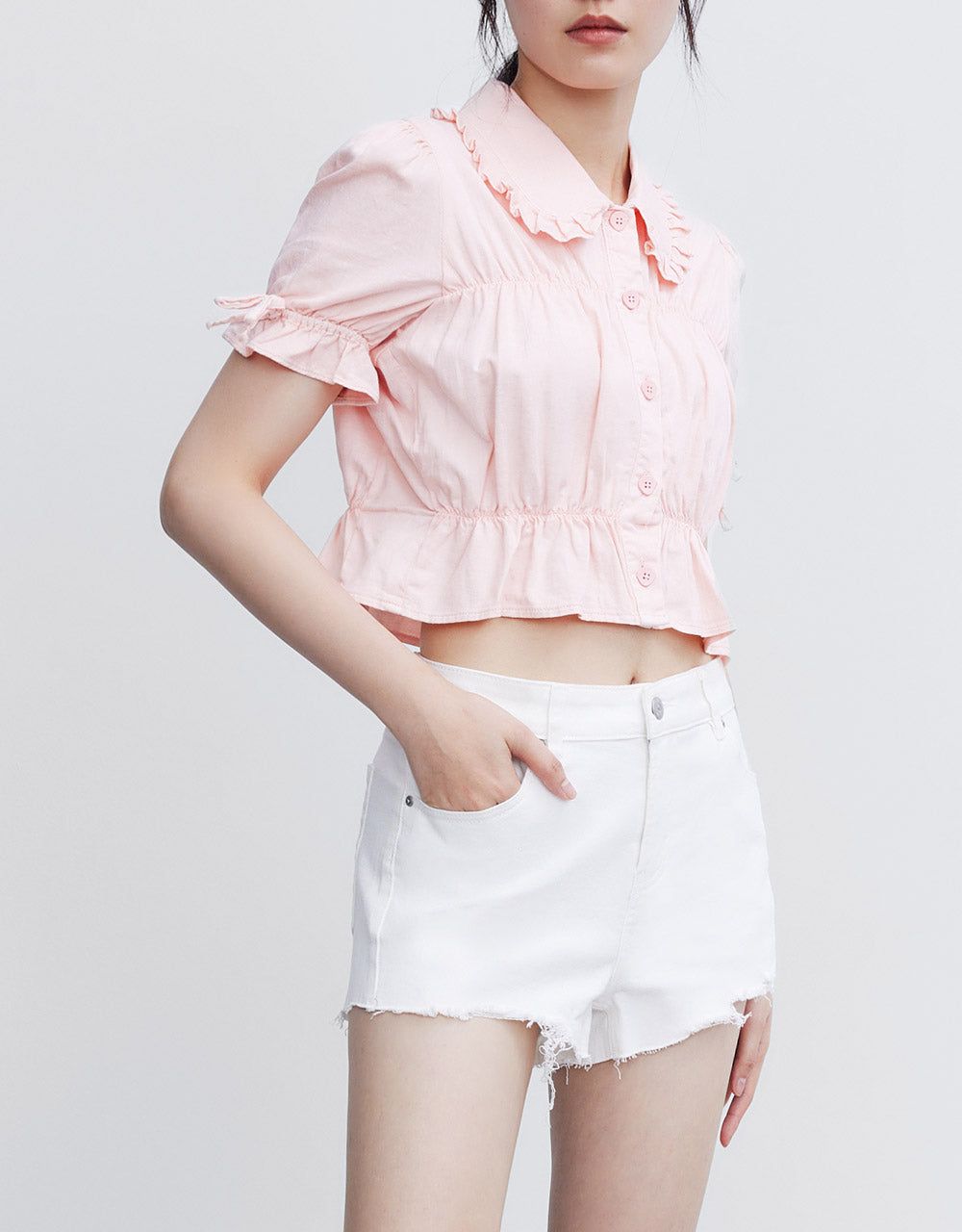 Shirred Denim Blouse sold by Urban Revivo product image thumbnail 5