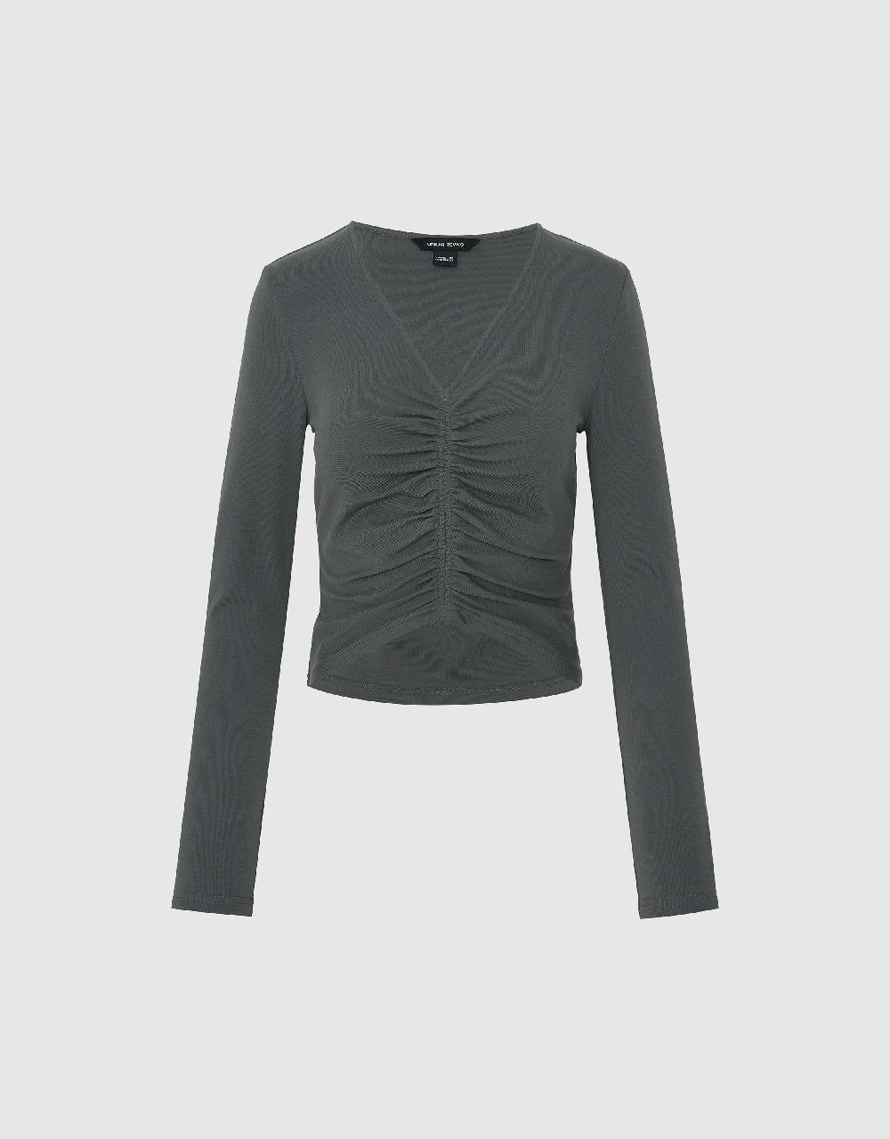 Ruched V-Neck Skinny T-Shirt sold by Urban Revivo product image thumbnail 2