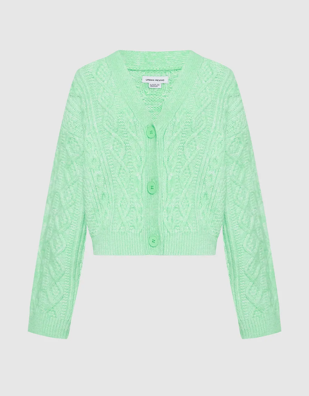 Cable Knit V Neck Button Up Cardigan sold by Urban Revivo