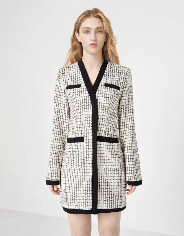 Tweed Plaid Contrast Trim Dress sold by Urban Revivo