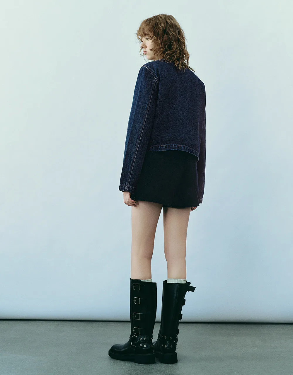 Crew Neck Button Up Denim Jacket sold by Urban Revivo product image thumbnail 5