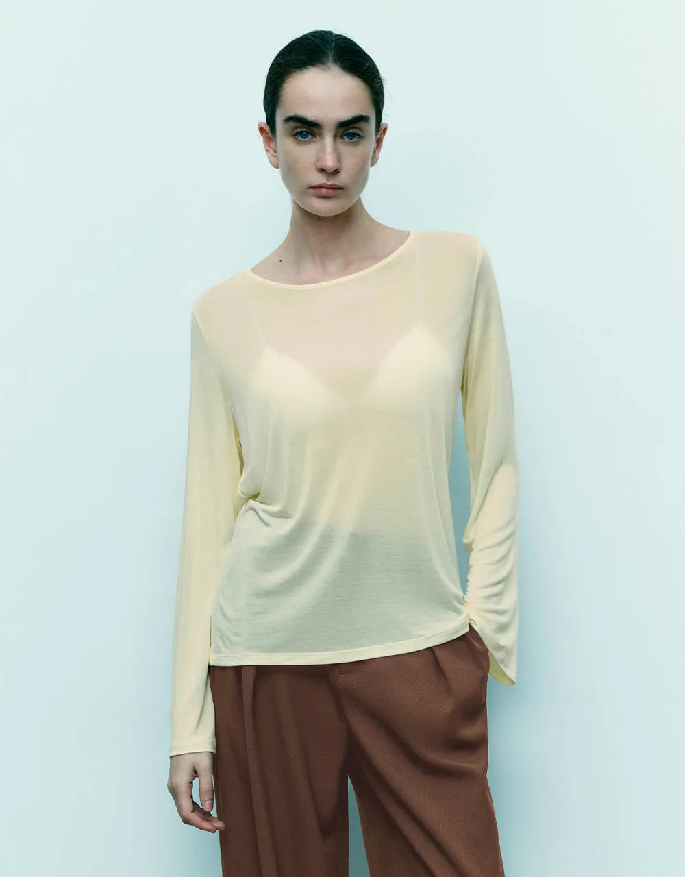 Cowl Neck Tie Front Straight T-Shirt sold by Urban Revivo